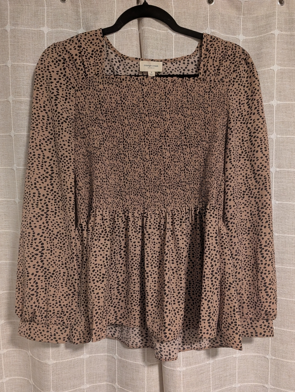 Tan/Black Peplum Top